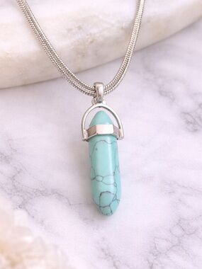 Silver-Tone Double Snake Chain Necklace w/ Interlocking Circle Pendant